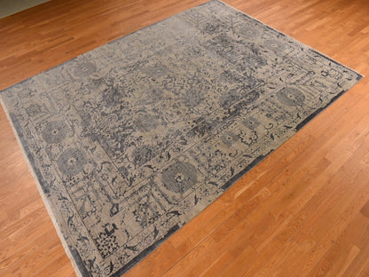 Transitional hand-knotted wool/silk rug in Brown, 9'1" x 12'0", SKU O078288