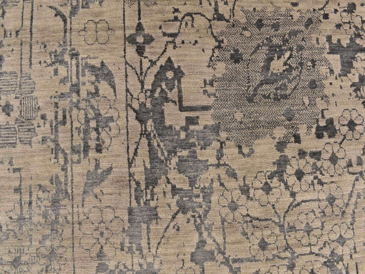 Transitional hand-knotted wool/silk rug in Brown, 9'1" x 12'0", SKU O078288