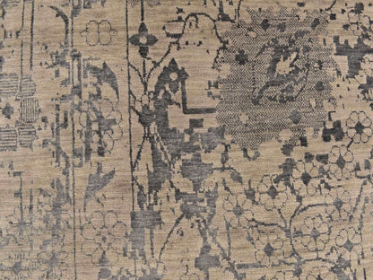 Transitional hand-knotted wool/silk rug in Brown, 9'1" x 12'0", SKU O078288