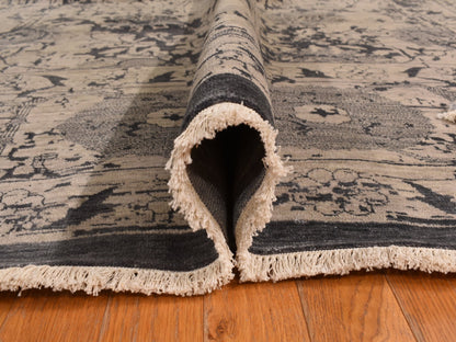 Transitional hand-knotted wool/silk rug in Brown, 9'1" x 12'0", SKU O078288