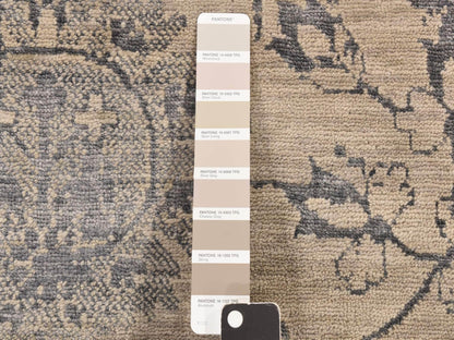 Transitional hand-knotted wool/silk rug in Brown, 9'1" x 12'0", SKU O078288