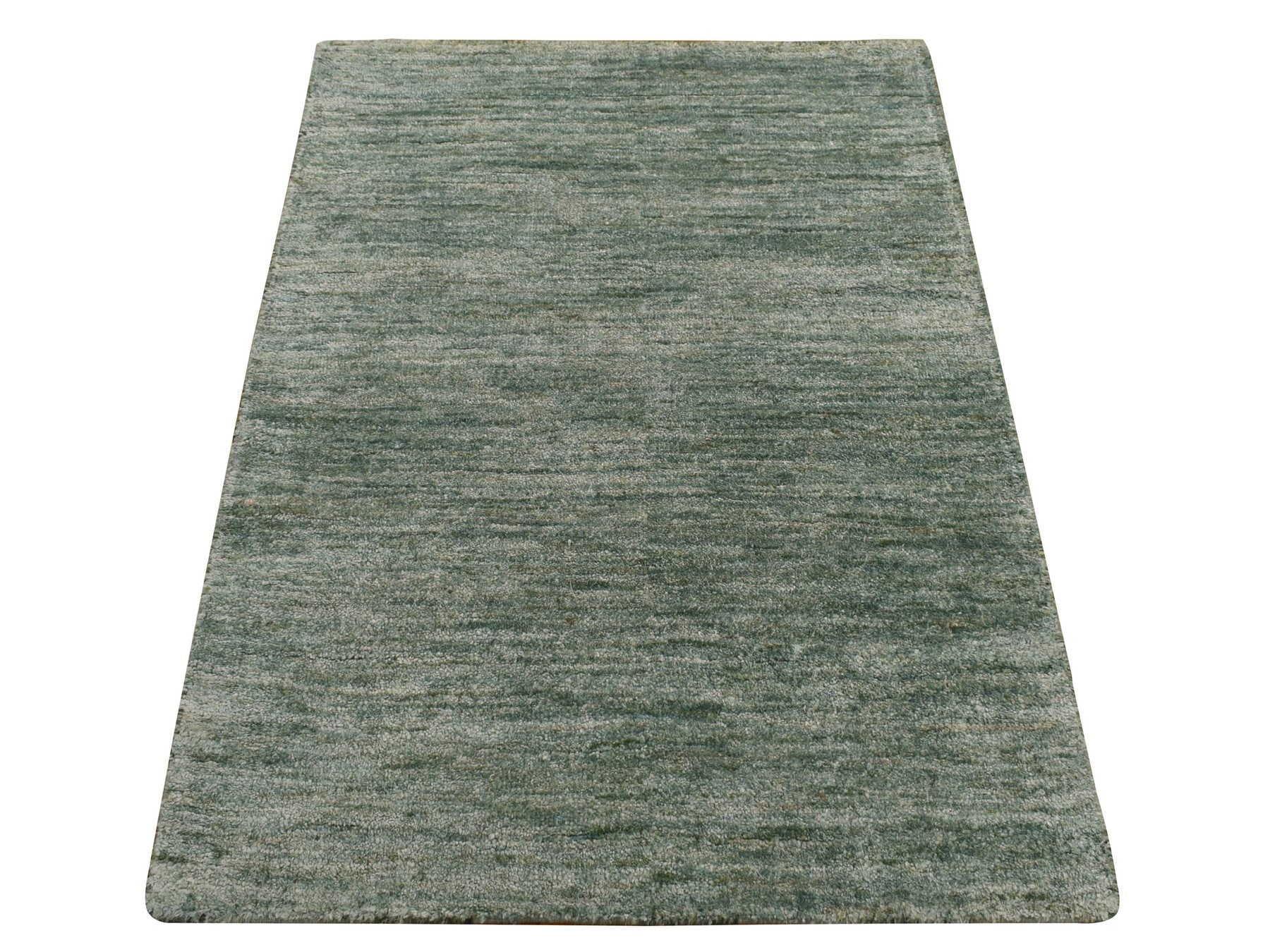 Modern / Contemporary hand-knotted silk rug in Green, 2'0" x 3'0", SKU O078292