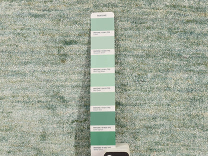 Modern / Contemporary hand-knotted silk rug in Green, 2'0" x 3'0", SKU O078292