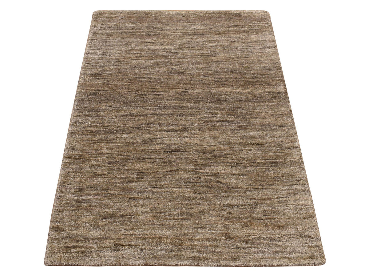 Modern / Contemporary hand-knotted silk rug in Brown, 2'0" x 3'0", SKU O078293