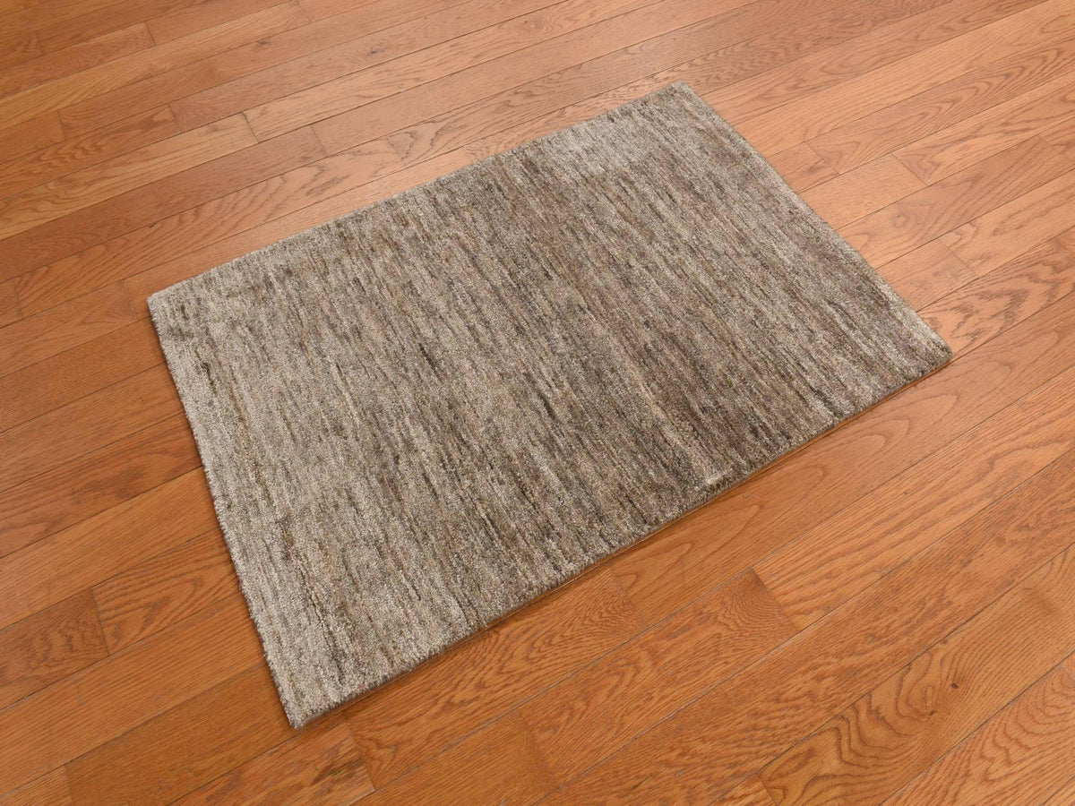 Modern / Contemporary hand-knotted silk rug in Brown, 2'0" x 3'0", SKU O078293
