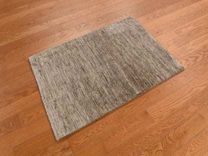 Modern / Contemporary hand-knotted silk rug in Brown, 2'0" x 3'0", SKU O078293