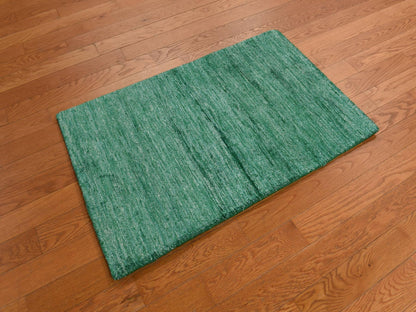 Modern / Contemporary hand-knotted silk rug in Green, 2'0" x 3'1", SKU O078294