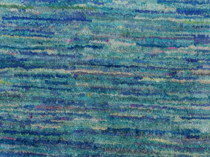 Modern / Contemporary hand-knotted silk rug in Blue, 2'1" x 3'2", SKU O078295