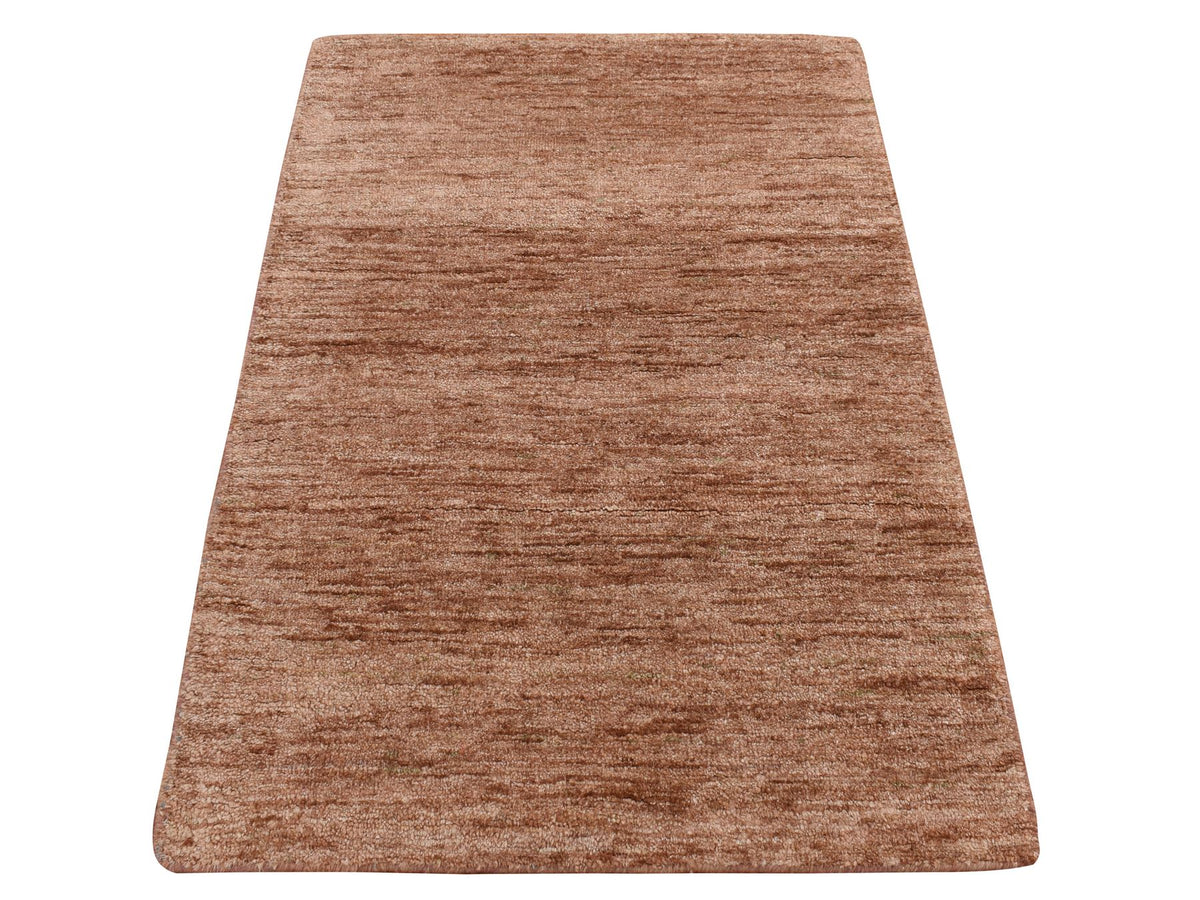 Modern / Contemporary hand-knotted silk rug in Brown, 2'0" x 3'1", SKU O078296