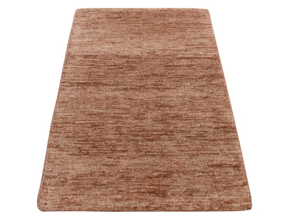 Modern / Contemporary hand-knotted silk rug in Brown, 2'0" x 3'1", SKU O078296