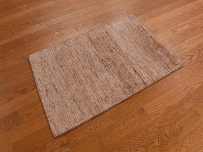 Modern / Contemporary hand-knotted silk rug in Brown, 2'0" x 3'1", SKU O078296