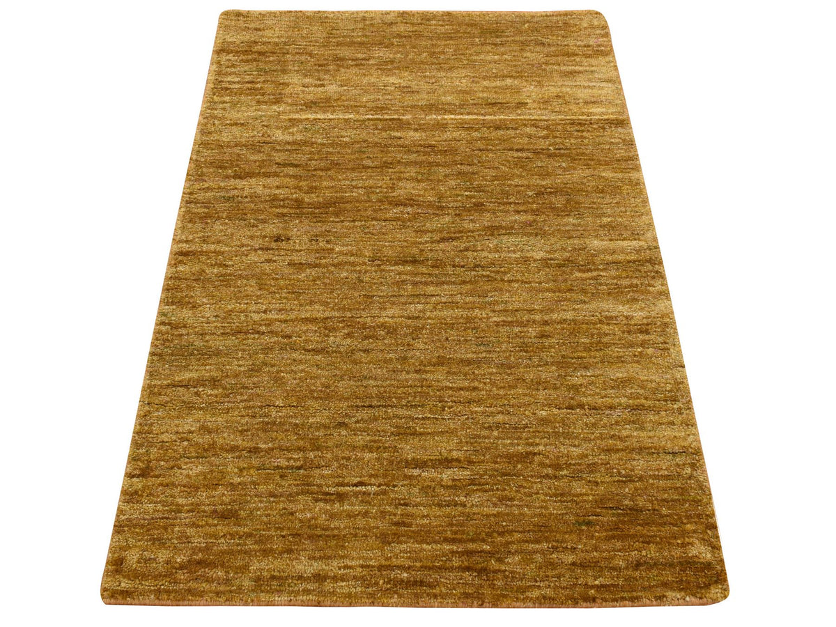 Modern / Contemporary hand-knotted silk rug in Brown, 2'0" x 3'1", SKU O078298