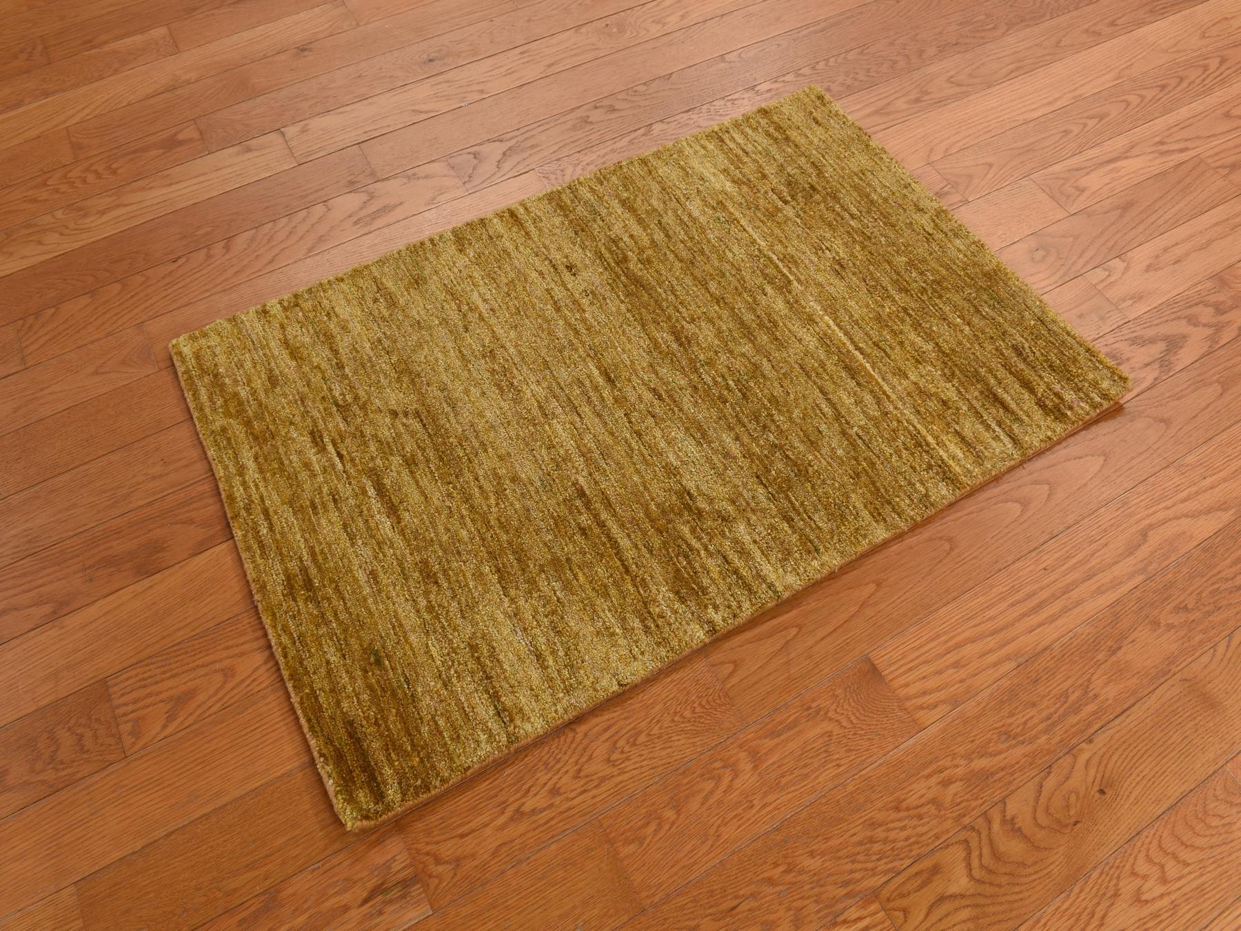 Modern / Contemporary hand-knotted silk rug in Brown, 2'0" x 3'1", SKU O078298