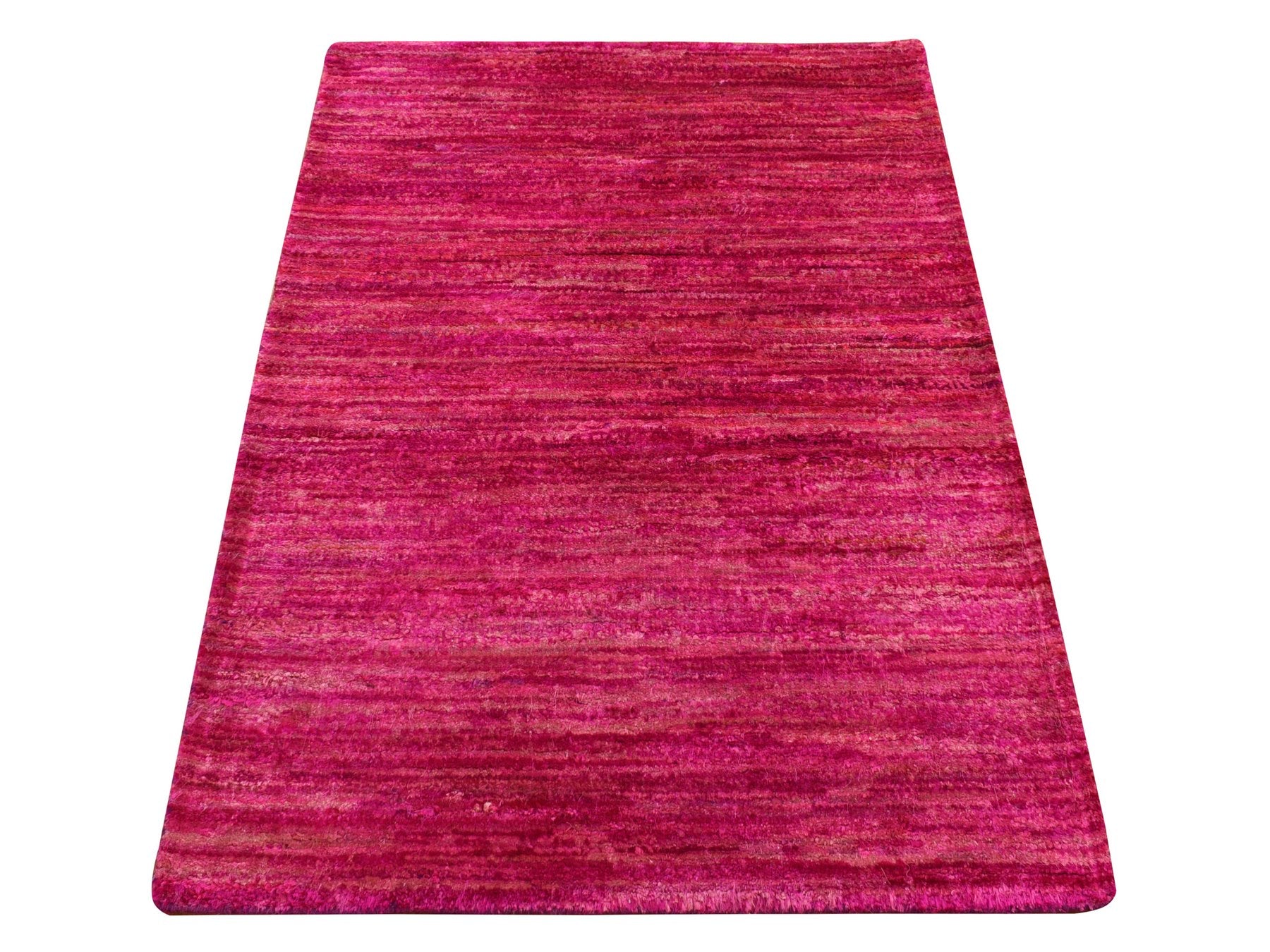 Modern / Contemporary hand-knotted silk rug in Pink, 2'1" x 3'1", SKU O078299