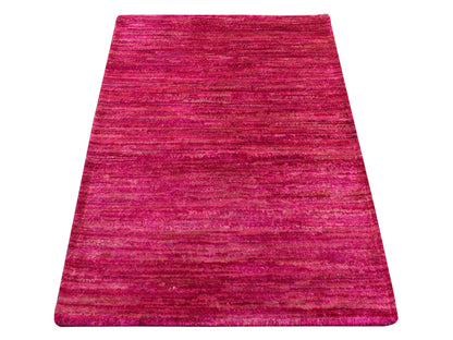 Pink 2'1" x 3'1" Modern / Contemporary Hand knotted Silk Rug - Sku: O078299