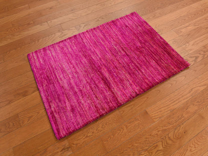 Pink 2'1" x 3'1" Modern / Contemporary Hand knotted Silk Rug - Sku: O078299