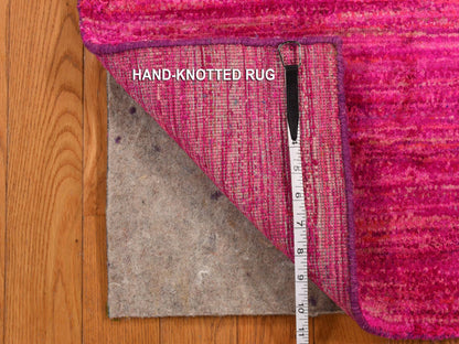 Pink 2'1" x 3'1" Modern / Contemporary Hand knotted Silk Rug - Sku: O078299