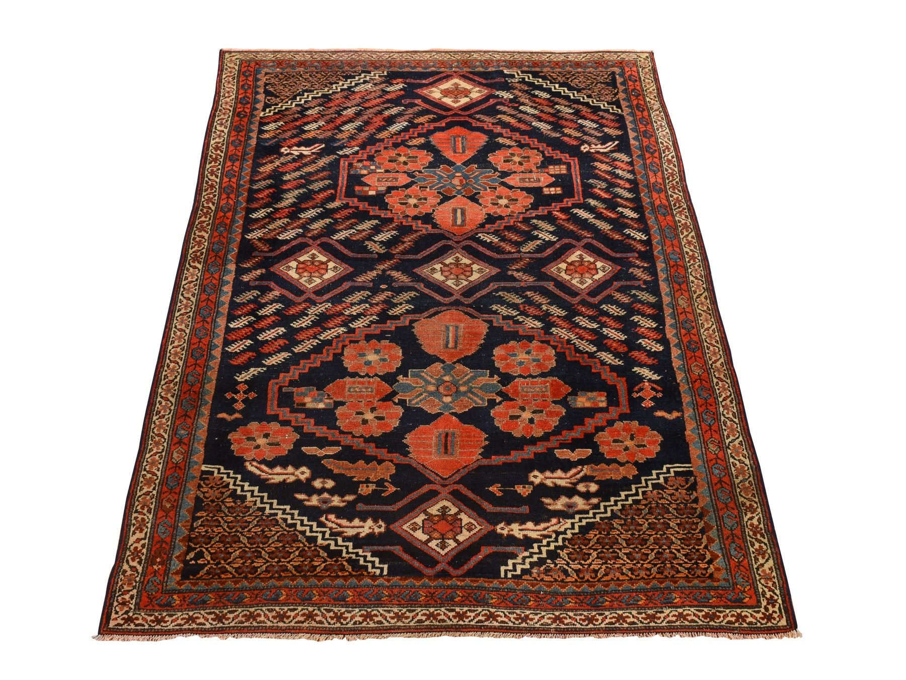 Antique hand-knotted wool rug in Red, 4'6" x 6'7", SKU O078302