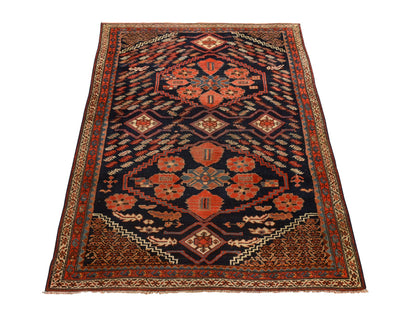 Red 4'6" x 6'7" Antique Hand knotted Wool Rug - Sku: O078302