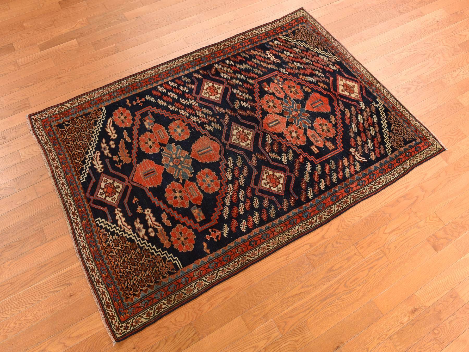 Antique hand-knotted wool rug in Red, 4'6" x 6'7", SKU O078302