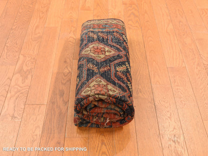 Red 4'6" x 6'7" Antique Hand knotted Wool Rug - Sku: O078302