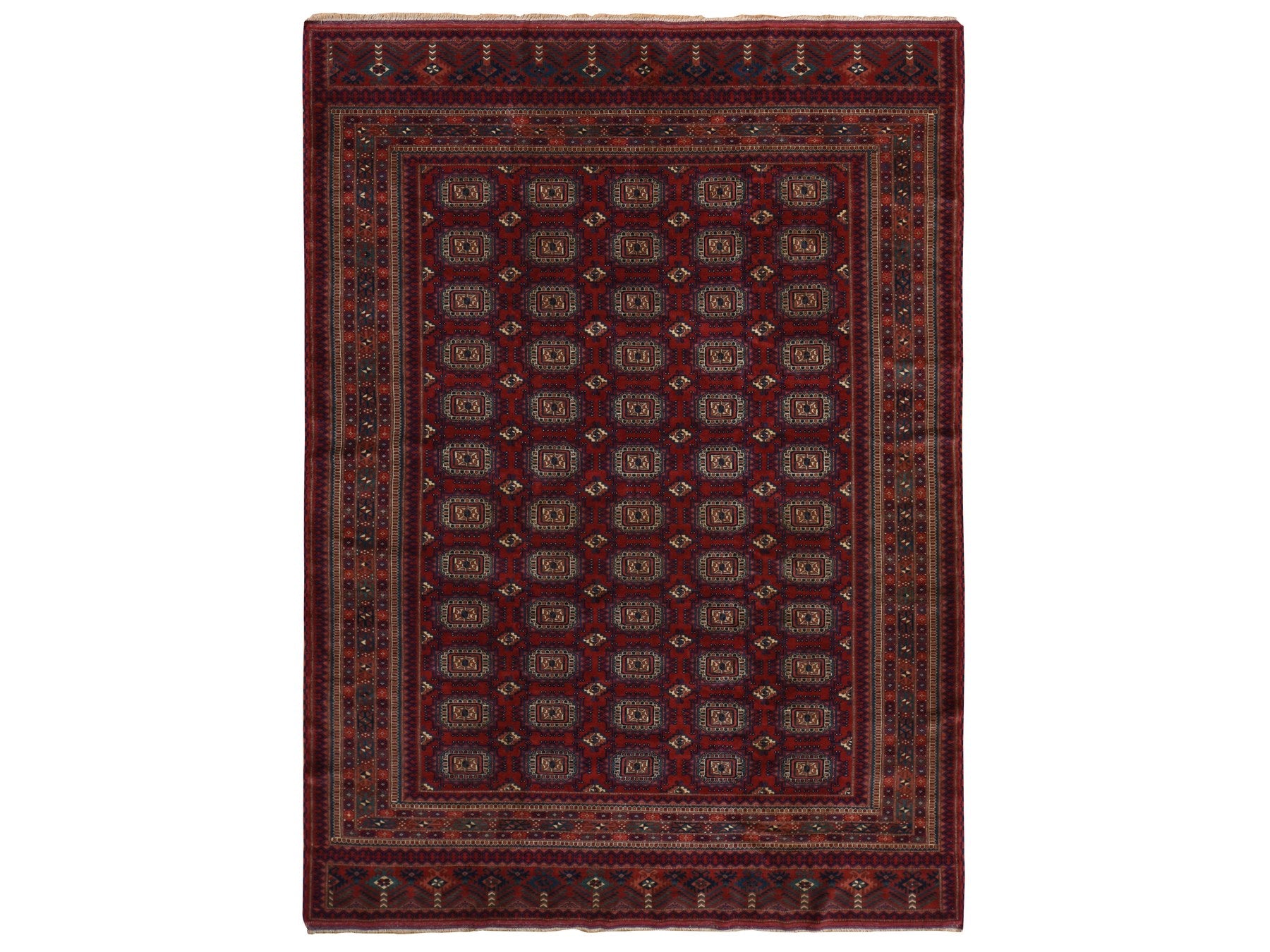 Tribal hand-knotted wool rug in Red, 6'10" x 9'7", SKU O078305