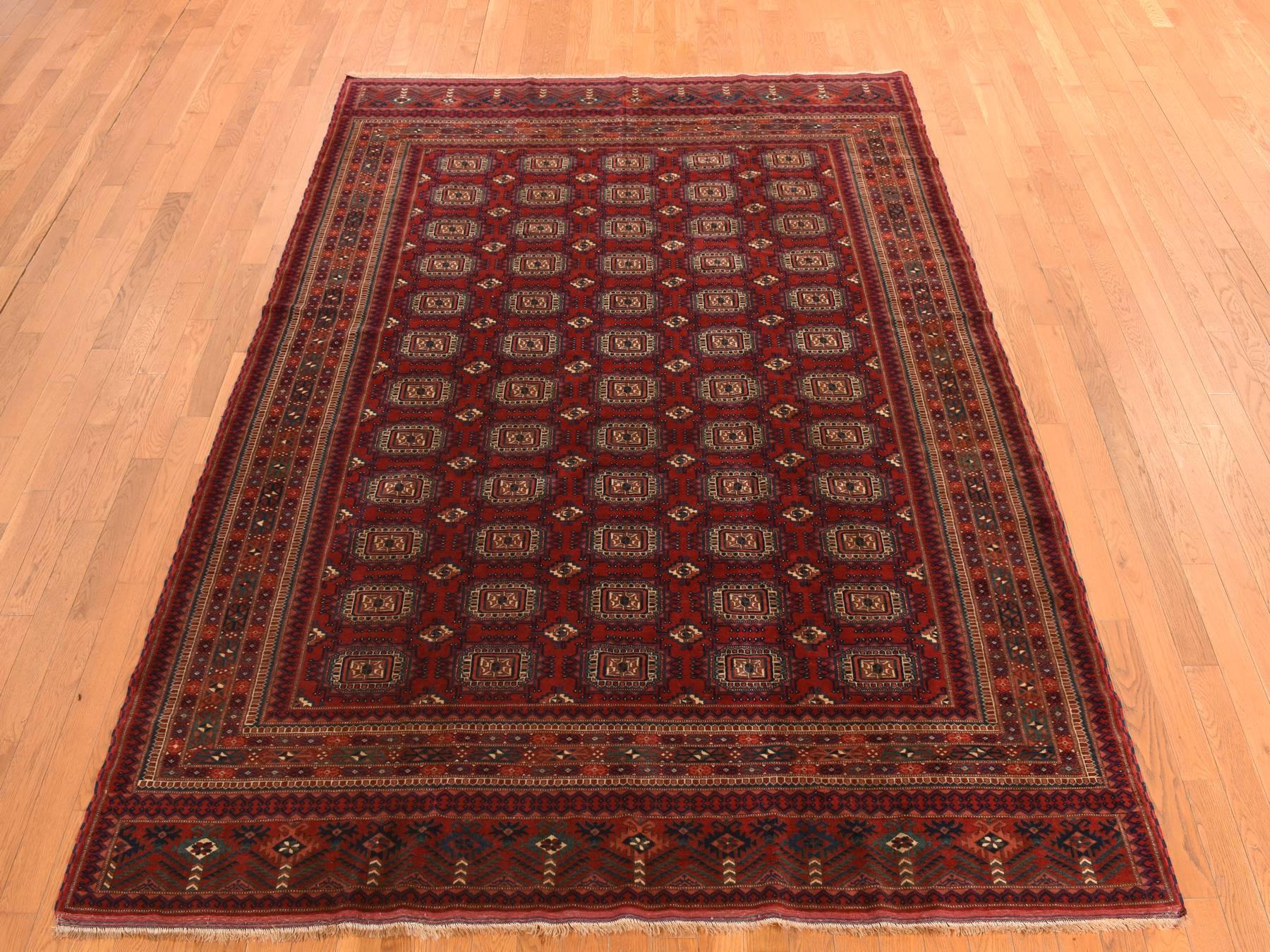 Tribal hand-knotted wool rug in Red, 6'10" x 9'7", SKU O078305