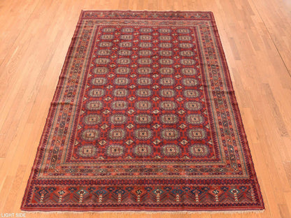 Red 6'10" x 9'7" Tribal Hand knotted Wool Rug - Sku: O078305