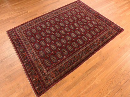 Red 6'10" x 9'7" Tribal Hand knotted Wool Rug - Sku: O078305