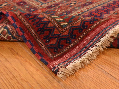 Red 6'10" x 9'7" Tribal Hand knotted Wool Rug - Sku: O078305