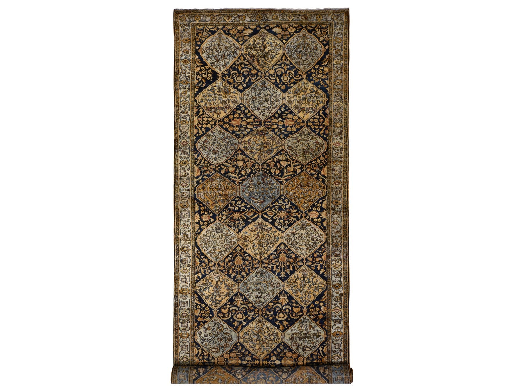 Yellow 6'8" x 19'3" Antique Hand knotted Wool Rug - Sku: O078322