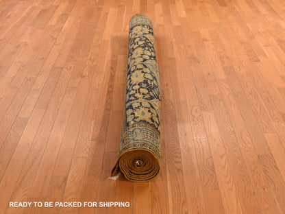 Yellow 6'8" x 19'3" Antique Hand knotted Wool Rug - Sku: O078322