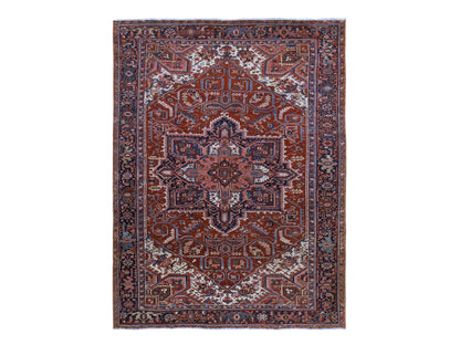 Red 8'9" x 12'3" Antique Hand knotted Wool Rug - Sku: O078324