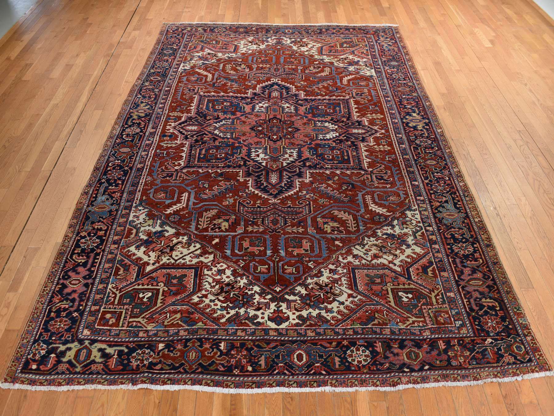 Heriz Antique hand-knotted wool rug in Red, 8'9" x 12'3", SKU O078324
