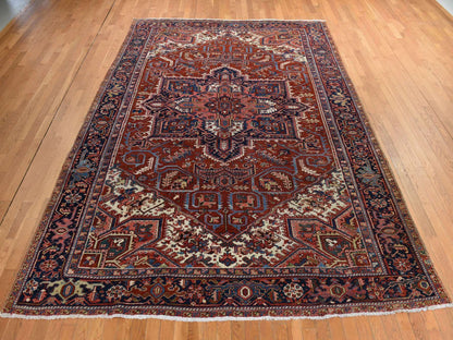 Red 8'9" x 12'3" Antique Hand knotted Wool Rug - Sku: O078324