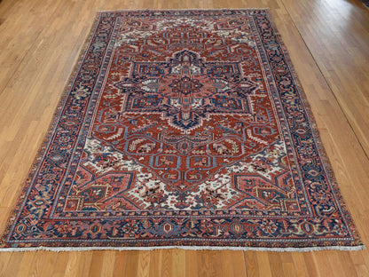 Red 8'9" x 12'3" Antique Hand knotted Wool Rug - Sku: O078324