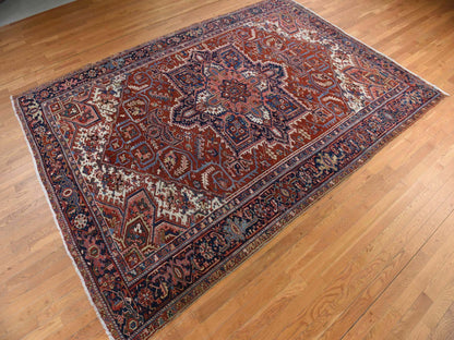 Red 8'9" x 12'3" Antique Hand knotted Wool Rug - Sku: O078324