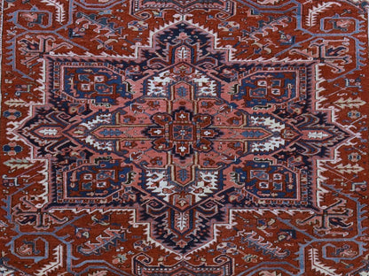 Red 8'9" x 12'3" Antique Hand knotted Wool Rug - Sku: O078324