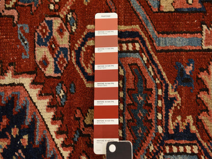 Red 8'9" x 12'3" Antique Hand knotted Wool Rug - Sku: O078324