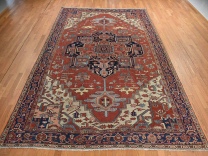 Red 9'2" x 14'0" Antique Hand knotted Wool Rug - Sku: O078327