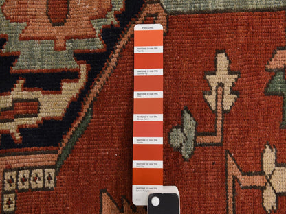 Red 9'2" x 14'0" Antique Hand knotted Wool Rug - Sku: O078327