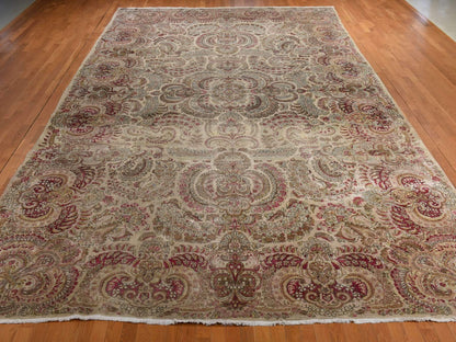 Ivory 11'7" x 19'3" Antique Hand knotted Wool Rug - Sku: O078329