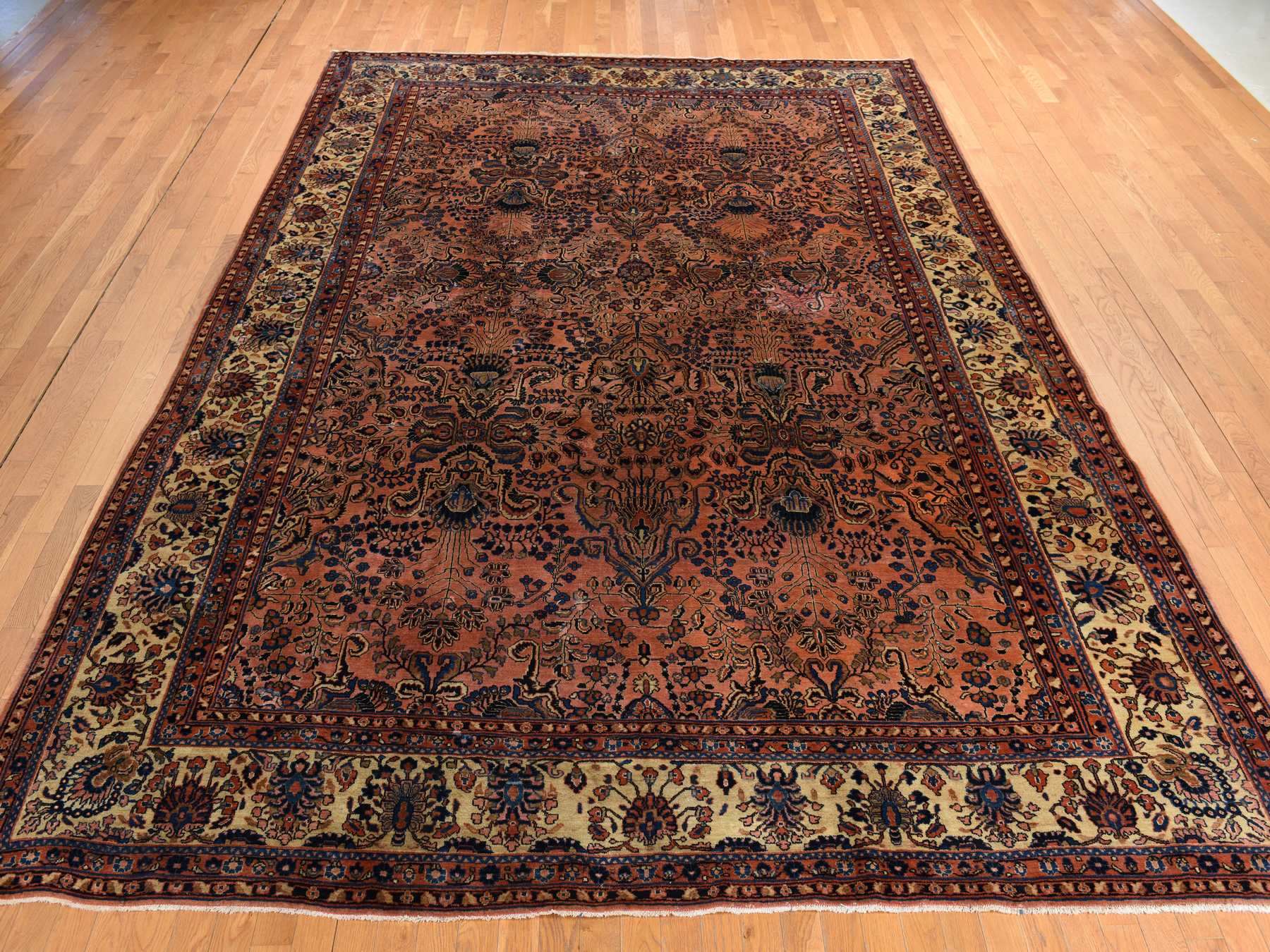 Sarouk Antique hand-knotted wool rug in Red, 9'10" x 13'7", SKU O078330