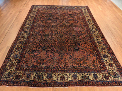 Red 9'10" x 13'7" Antique Hand knotted Wool Rug - Sku: O078330