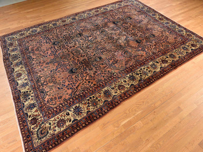 Red 9'10" x 13'7" Antique Hand knotted Wool Rug - Sku: O078330