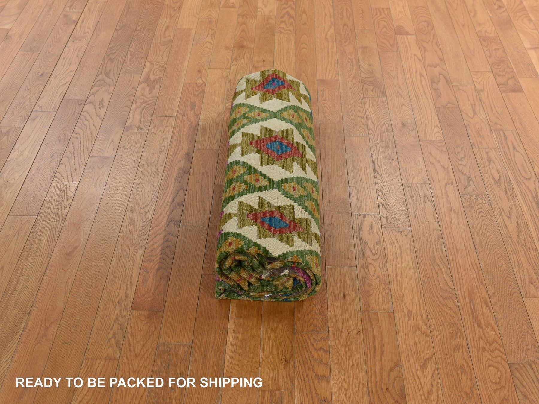 Flatweave / Kilim hand-knotted wool rug in Brown, 8'2" x 9'6", SKU O078343
