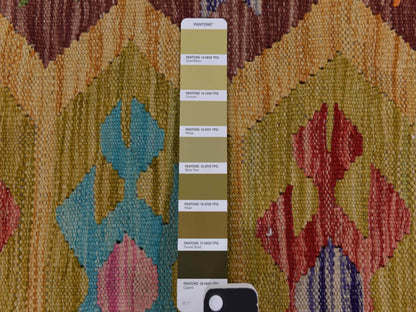 Flatweave / Kilim hand-knotted wool rug in Green, 8'3" x 11'2", SKU O078345