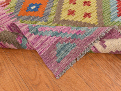 Flatweave / Kilim hand-knotted wool rug in Green, 8'4" x 9'10", SKU O078347