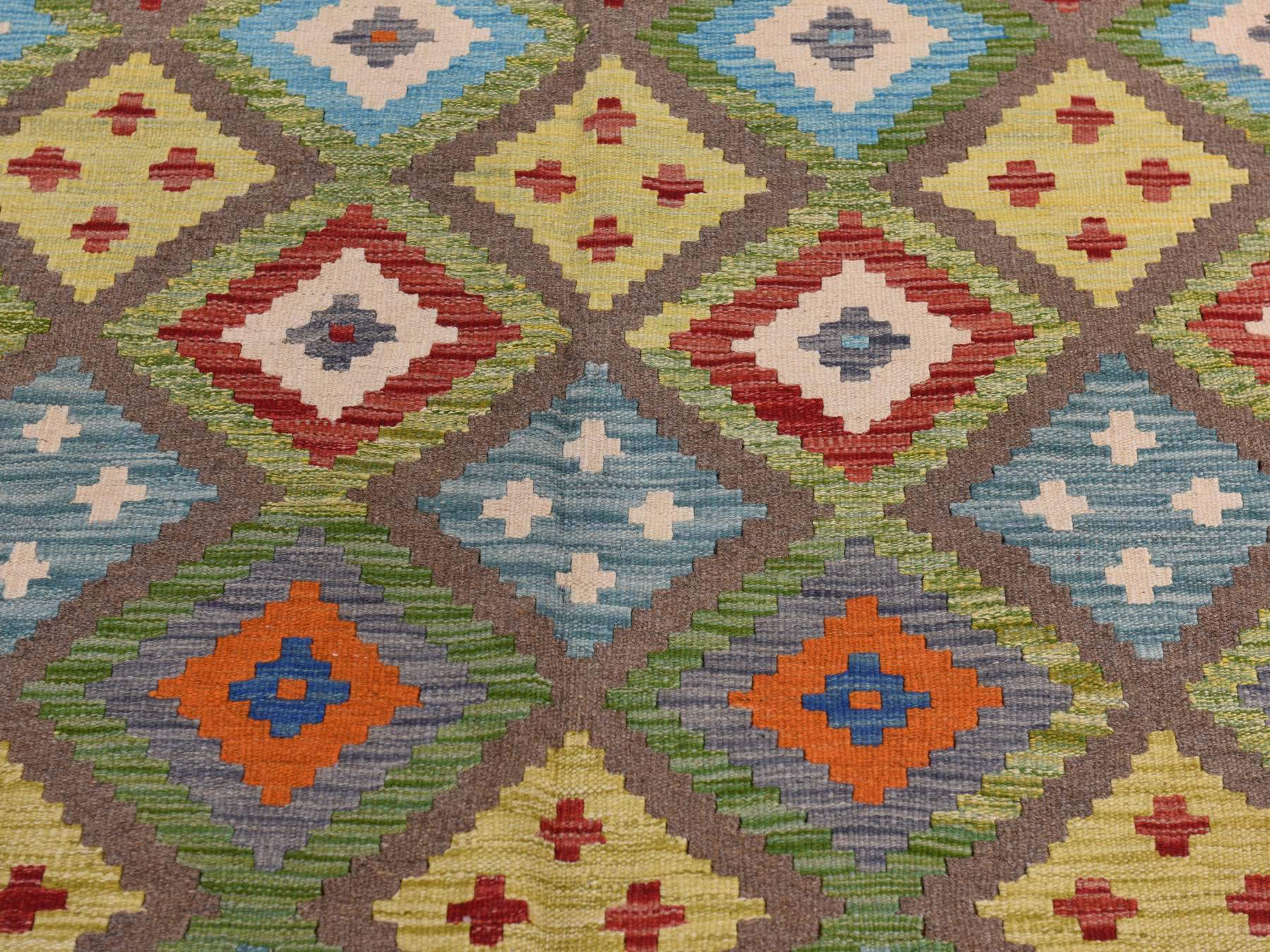 Flatweave / Kilim hand-knotted wool rug in Green, 8'4" x 9'10", SKU O078347