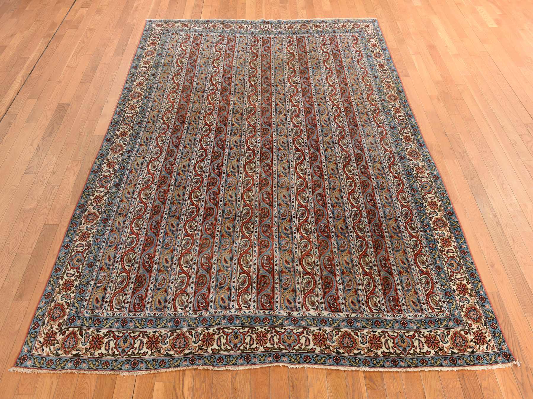 Antique hand-knotted wool rug in Red, 7'0" x 10'4", SKU O078352